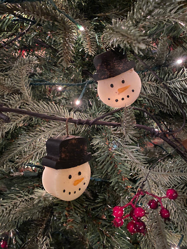 Set of 2 beeswax snowman ornaments